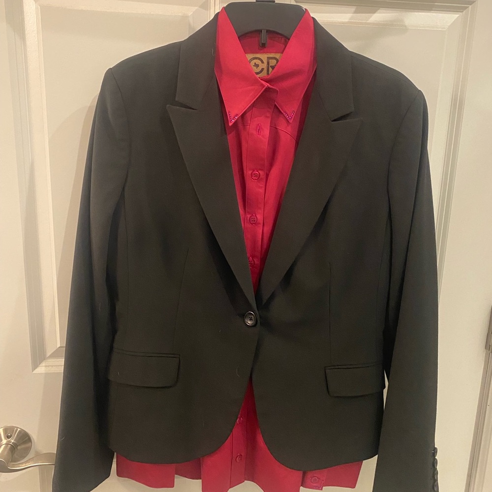 CR Ranchwear Western Shirt - Raspberry/Burgundy with Black Express Blazer